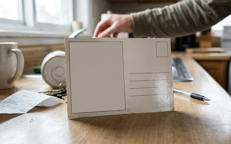 Glossy postcard back panel with a large ad area