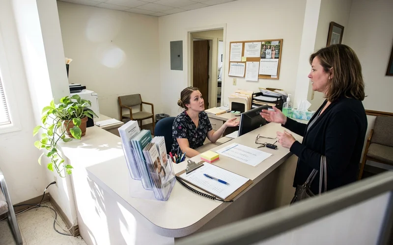 Front desk of a small local dental office