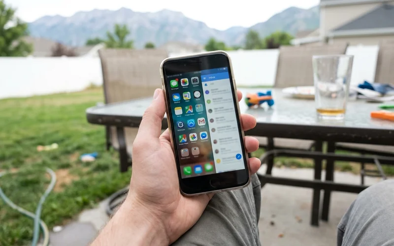 Cluttered phone with many apps next to a single inbox app