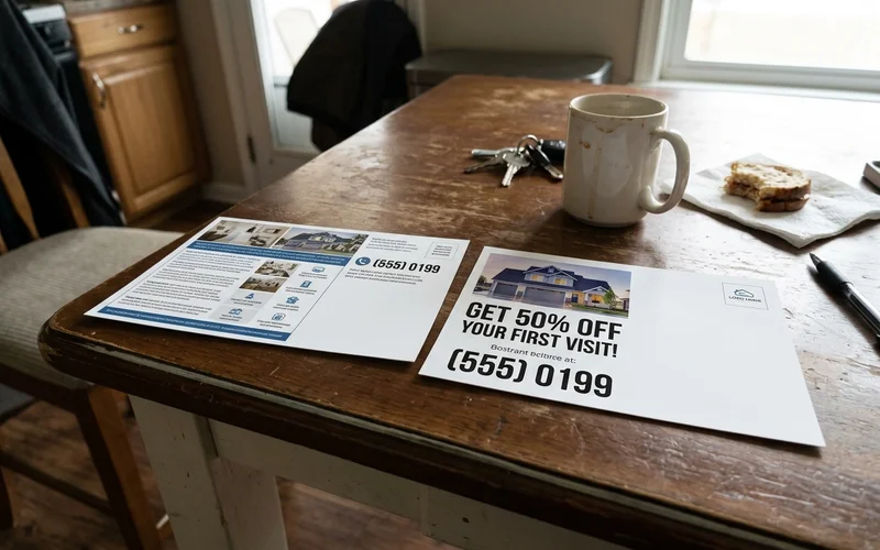 Cluttered ad next to a clean ad with a clear offer