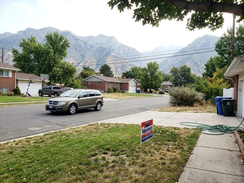 Car driving past a high-contrast yard sign