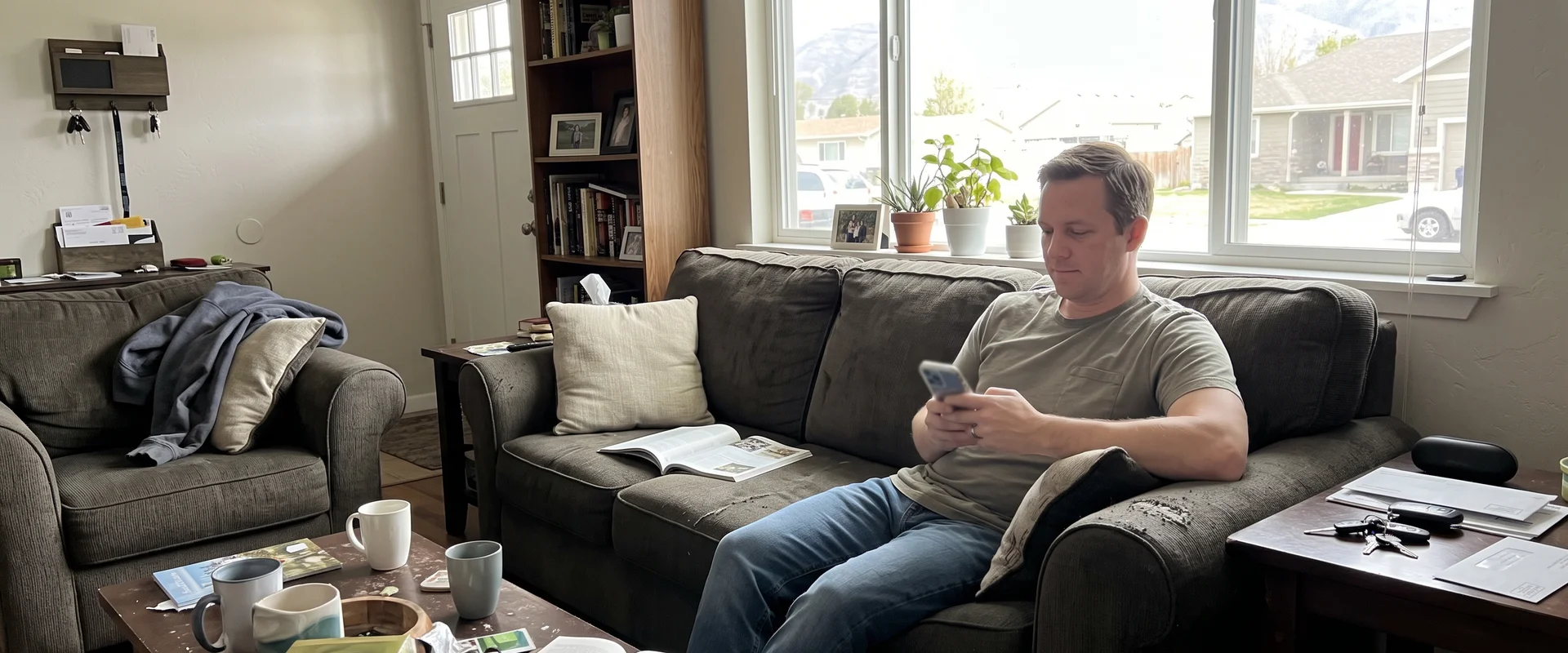 Homeowner scrolling local service ads on a phone