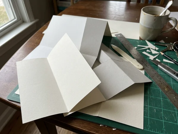 Scored and folded brochure panels