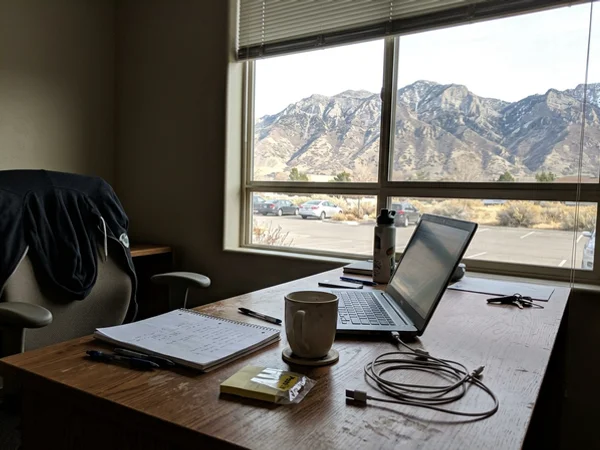 Small office desk where local SEO work happens