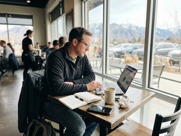 Reviewing a campaign on a laptop