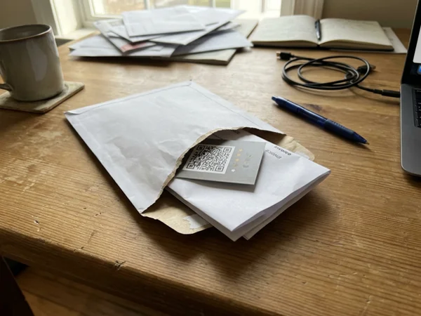 Review card tucked into an invoice